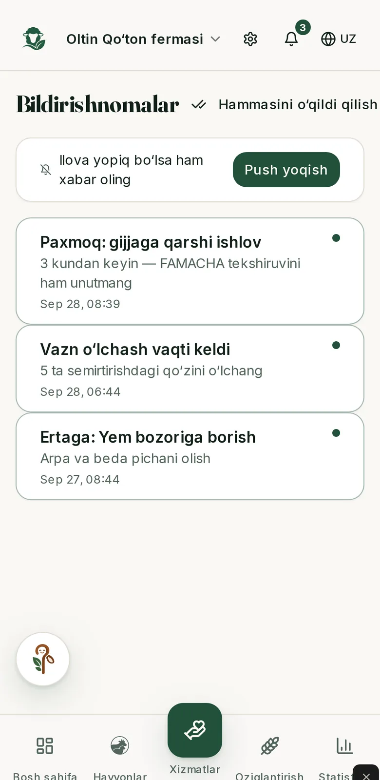 Chorvam bildirishnomalari